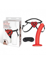 Красный поясной фаллоимитатор Red Heart Strap on Harness   5in Dildo Set - 12,25 см. - Lux Fetish - купить с доставкой в Раменском