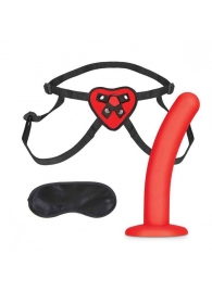 Красный поясной фаллоимитатор Red Heart Strap on Harness   5in Dildo Set - 12,25 см. - Lux Fetish - купить с доставкой в Раменском