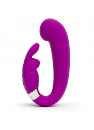 Лиловый вибратор Mini G-Spot Curve Vibe с клиторальным зайчиком - Happy Rabbit