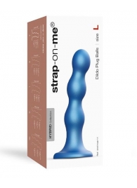 Голубая насадка Strap-On-Me Dildo Plug Balls size L - Strap-on-me - купить с доставкой в Раменском