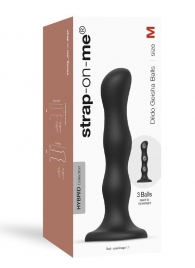 Черная насадка Strap-On-Me Dildo Geisha Balls size M - Strap-on-me - купить с доставкой в Раменском