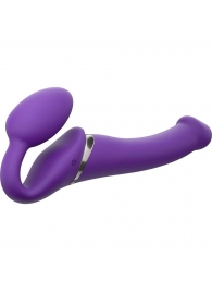 Фиолетовый безремневой вибрострапон Vibrating Bendable Strap-On - size L - Strap-on-me - купить с доставкой в Раменском