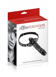 Черный кляп-фаллоимитатор Double Penis Gag - Fetish Tentation - купить с доставкой в Раменском