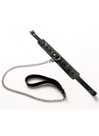 Черный ошейник с шипами и поводком - Crazy Handmade - купить с доставкой в Раменском