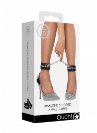 Черные поножи Diamond Studded Ankle Cuffs - Shots Media BV - купить с доставкой в Раменском