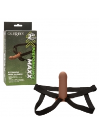 Коричневый фаллопротез из силикона Extension with Harness - 15,75 см. - California Exotic Novelties - купить с доставкой в Раменском