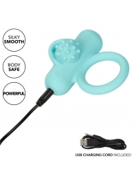 Аквамариновое эрекционное виброкольцо Silicone Rechargeable Nubby Lover’s Delight - California Exotic Novelties - в Раменском купить с доставкой