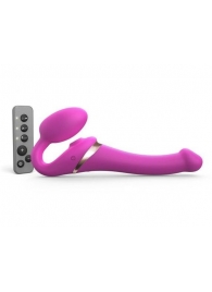 Ярко-розовый безремневой страпон Multi Orgasm Size S с клиторальной стимуляцией - Strap-on-me - купить с доставкой в Раменском