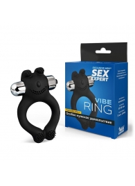 Черное силиконовое эрекционное виброкольцо Sex Expert - Sex Expert - в Раменском купить с доставкой