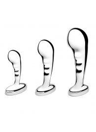 Набор из 3 стальных стимуляторов простаты Stainless Steel P-spot Training Set - b-Vibe - в Раменском купить с доставкой