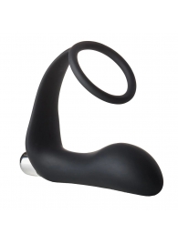Черное эрекционное кольцо с вибропробкой Vibrating Anal Plug With Cockring - Dream Toys - в Раменском купить с доставкой