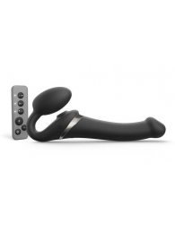 Черный безремневой страпон Multi Orgasm Size M с клиторальной стимуляцией - Strap-on-me - купить с доставкой в Раменском