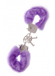 Фиолетовые меховые наручники METAL HANDCUFF WITH PLUSH LAVENDER - Dream Toys - купить с доставкой в Раменском