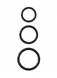 Набор из трех черных эрекционных колец Silicone 3-Ring Stamina Set - Pipedream - в Раменском купить с доставкой