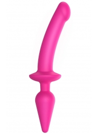 Ярко-розовый двусторонний фаллоимитатор Switch Plug-In Semi-Realistic Size L - Strap-on-me купить с доставкой в интернет-магазине Orgasmix в Раменском Ярко-розовый двусторонний фаллоимитатор Switch Plug-In Semi-Realistic Size L - Strap-on-me