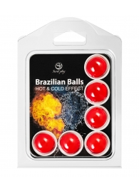 Набор из 6 шариков с массажным маслом Brazilian Balls с охлаждающим и разогревающим эффектом - Secret Play - купить с доставкой в Раменском