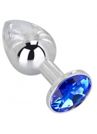 Анальное украшение BUTT PLUG  Small с синим кристаллом - 7 см. - Anal Jewelry Plug - купить с доставкой в Раменском