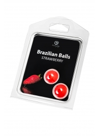 Набор из 2 шариков с массажным маслом Brazilian Balls с ароматом клубники - Secret Play - купить с доставкой в Раменском