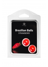 Набор из 2 шариков с массажным маслом Brazilian Balls с ароматом клубники - Secret Play - купить с доставкой в Раменском