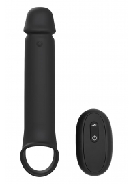 Черная насадка-удлинитель с вибрацией Vibrating Extender With Remote - Dream Toys - в Раменском купить с доставкой