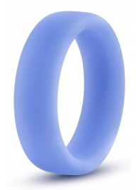 Голубое люминесцентное кольцо Silicone Glo Cock Ring - Blush Novelties - в Раменском купить с доставкой
