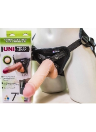 Страпон-унисекс с двумя насадками UNI strap 7  Harness - 19 и 16 см. - LOVETOY (А-Полимер) - купить с доставкой в Раменском