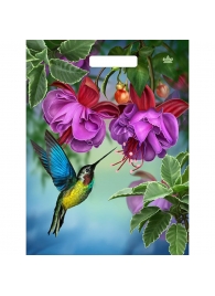 Пакет с принтом в виде колибри в цветах с вырубной ручкой (31х40 см) - Сима-Ленд - купить с доставкой в Раменском