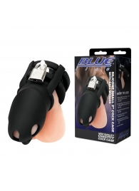Черная клетка для пениса Silicone Small 2 in Cock Cage With Ball Divider - BlueLine - купить с доставкой в Раменском