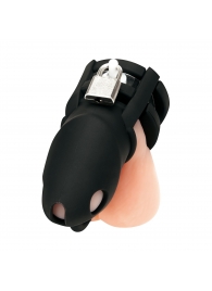 Черная клетка для пениса Silicone Small 2 in Cock Cage With Ball Divider - BlueLine - купить с доставкой в Раменском