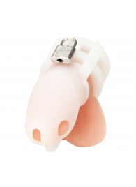 Белая клетка для пениса Silicone Small 2 in Cock Cage With Ball Divider - BlueLine - купить с доставкой в Раменском