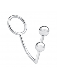 Кольцо на пенис с анальным стимулятором Two Bead Stainless Steel Anal Hook   Cock Ring - BlueLine - в Раменском купить с доставкой