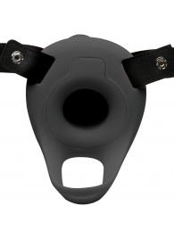 Черный полый страпон с вибрацией 2’’ Erection 28X Smooth Vibrating Silicone Penis Sheath - XR Brands - купить с доставкой в Раменском