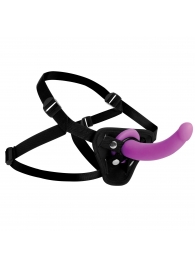 Лиловый поясной страпон Navigator Silicone G-Spot Dildo with Harness - 17,8 см. - XR Brands - купить с доставкой в Раменском