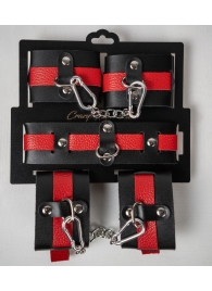 Черно-красный набор фиксаций: наручники, оковы и ошейник - Crazy Handmade - купить с доставкой в Раменском