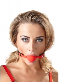 Силиконовый кляп-шар на чёрных ремешках Red Gag silicone - Orion - купить с доставкой в Раменском