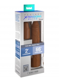 Коричневая насадка на член 2  Silicone X-tension - 20,3 см. - Pipedream - в Раменском купить с доставкой