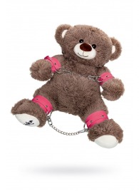 Бондажный набор: бурый мишка с розовыми оковами и наручниками - Pecado - купить с доставкой в Раменском