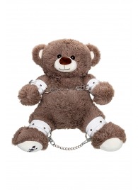 Бондажный набор: бурый мишка с белыми оковами и наручниками - Pecado - купить с доставкой в Раменском