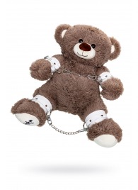 Бондажный набор: бурый мишка с белыми оковами и наручниками - Pecado - купить с доставкой в Раменском