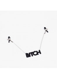 Зажимы на соски с кожаной подвеской Bitch - Crazy Handmade - купить с доставкой в Раменском