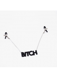 Зажимы на соски с кожаной подвеской Bitch - Crazy Handmade - купить с доставкой в Раменском