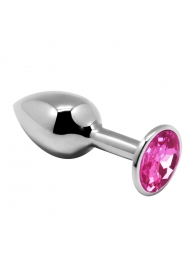 Серебристая анальная втулка Mini Metal Butt Plug Size M с розовым кристаллом - Adrien Lastic в Раменском Серебристая анальная втулка Mini Metal Butt Plug Size M с розовым кристаллом - Adrien Lastic
