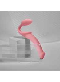 Розовый безремневой страпон Strap-on-me Semi-Realistic Bendable Strap-On size M - Strap-on-me - купить с доставкой в Раменском