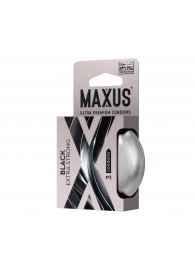 Черные утолщенные презервативы MAXUS Extra Strong с железным кейсом - 3 шт. - Maxus - купить с доставкой в Раменском