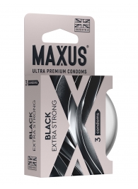 Черные утолщенные презервативы MAXUS Extra Strong с железным кейсом - 3 шт. - Maxus - купить с доставкой в Раменском