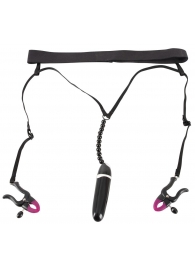 Женские вибростринги с зажимами для половых губ Spreader String with Vibrator - Orion - купить с доставкой в Раменском