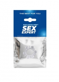 Прозрачное эрекционное кольцо с шариками и шипами - Sex Expert - в Раменском купить с доставкой