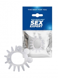 Эластичное эрекционное кольцо с шариками и лучами - Sex Expert - в Раменском купить с доставкой