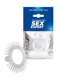 Эластичное эрекционное кольцо с шипиками и шариком - Sex Expert - в Раменском купить с доставкой