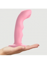 Розовая насадка-стимулятор Strap-On-Me Tapping Dildo Wave - Strap-on-me - купить с доставкой в Раменском